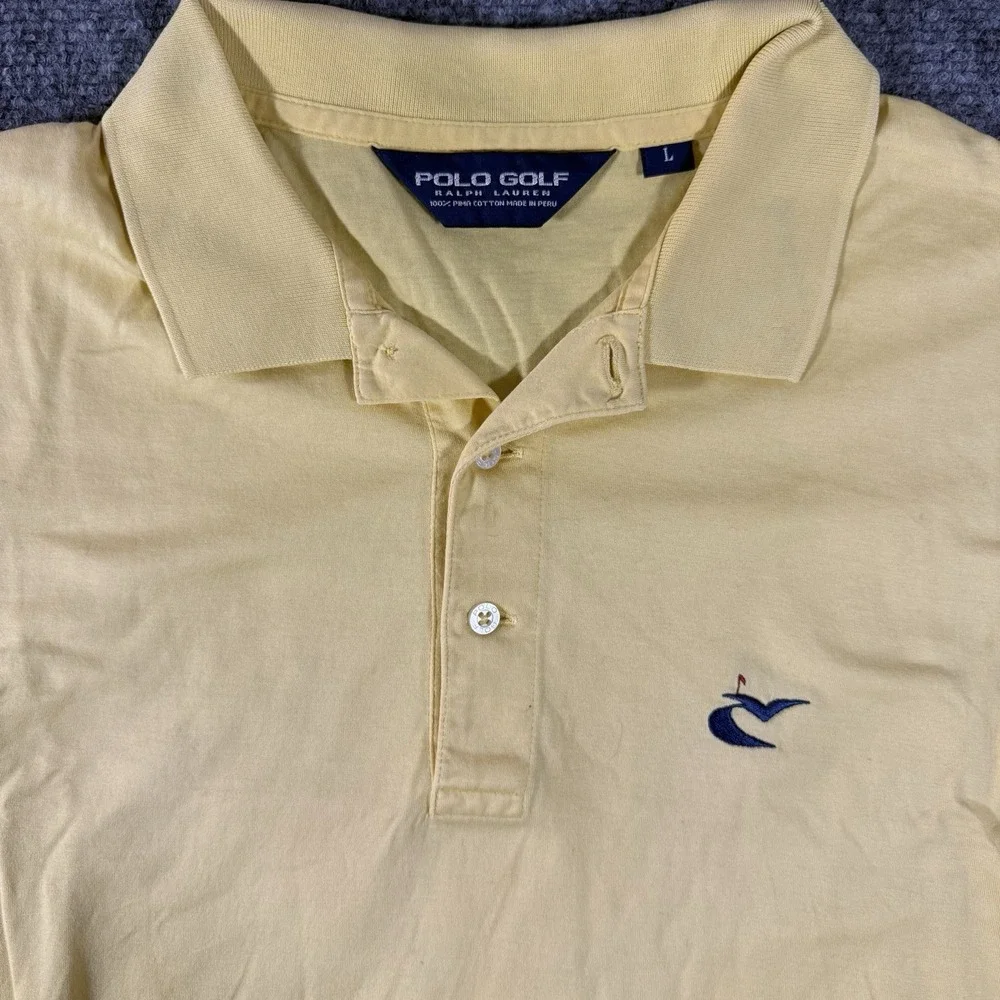 Polo Golf Ralph Lauren Shirt Large Yellow Mens Pima Cotton Polo